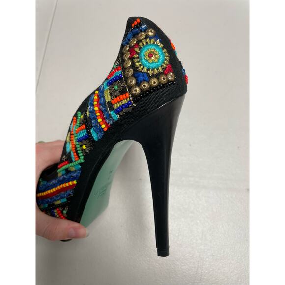 LISA FOR DONALD J. PLINER Alexis Beaded Platform Pump Size 7 Multicolor Slip-On - Picture 11 of 12